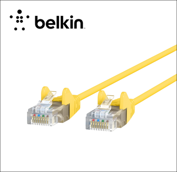 Belkin Slim Patch cable - RJ-45 (M) to RJ-45 (M) - 100 ft - UTP - CAT 6 - molded, snagless - yellow 